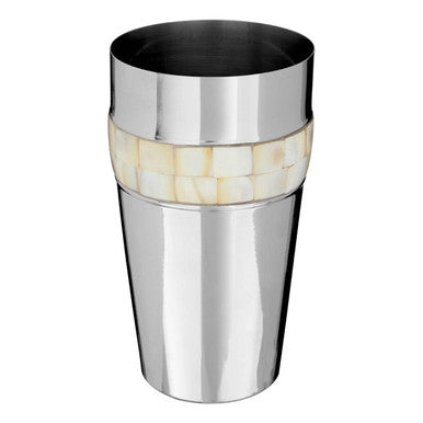 Orsina Silver Cocktail Shaker with Mother of Pearl Inlay Barware