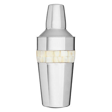 Orsina Silver Cocktail Shaker with Mother of Pearl Inlay Barware