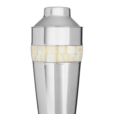 Orsina Silver Cocktail Shaker with Mother of Pearl Inlay Barware