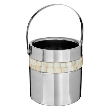Orsina Mother of Pearl Inlay Ice Bucket with Tongs – Silver Barware