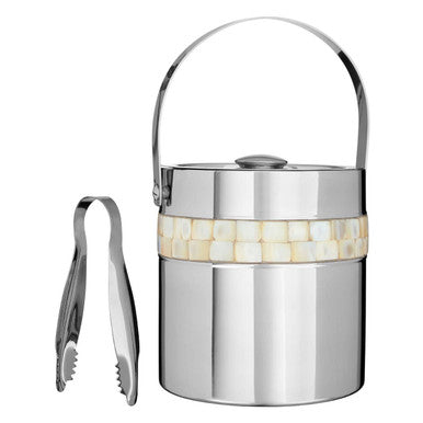 Orsina Mother of Pearl Inlay Ice Bucket with Tongs – Silver Barware