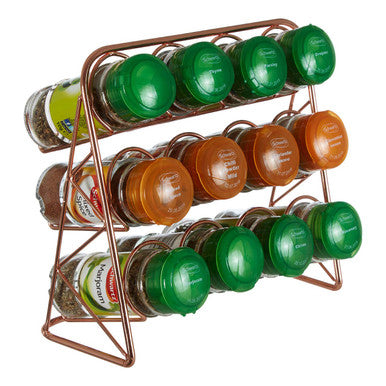 Orsina Vertex Copper Finish Spice Rack – 12 Jar Kitchen Organizer