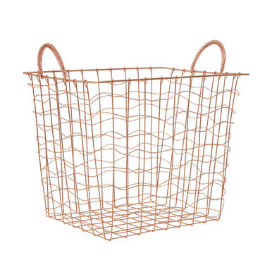 Orsina Vertex Copper Plated Wire Basket – Modern Home Storage Organizer