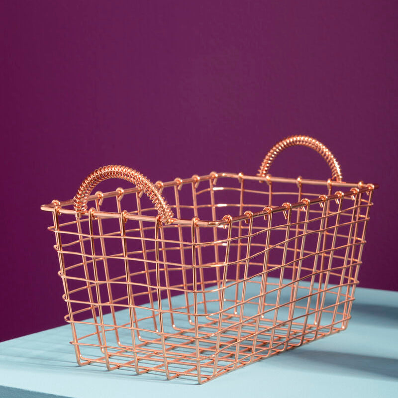 Orsina Vertex Gold Rectangular Wire Basket – Modern Home Storage