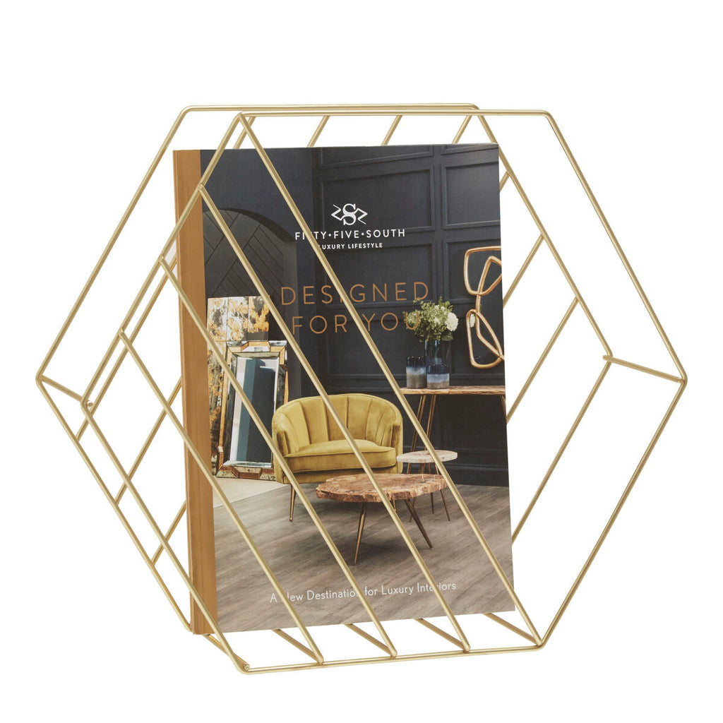 Orsina Vertex Hexagonal Basket – Gold Wire Storage & Home Organizer