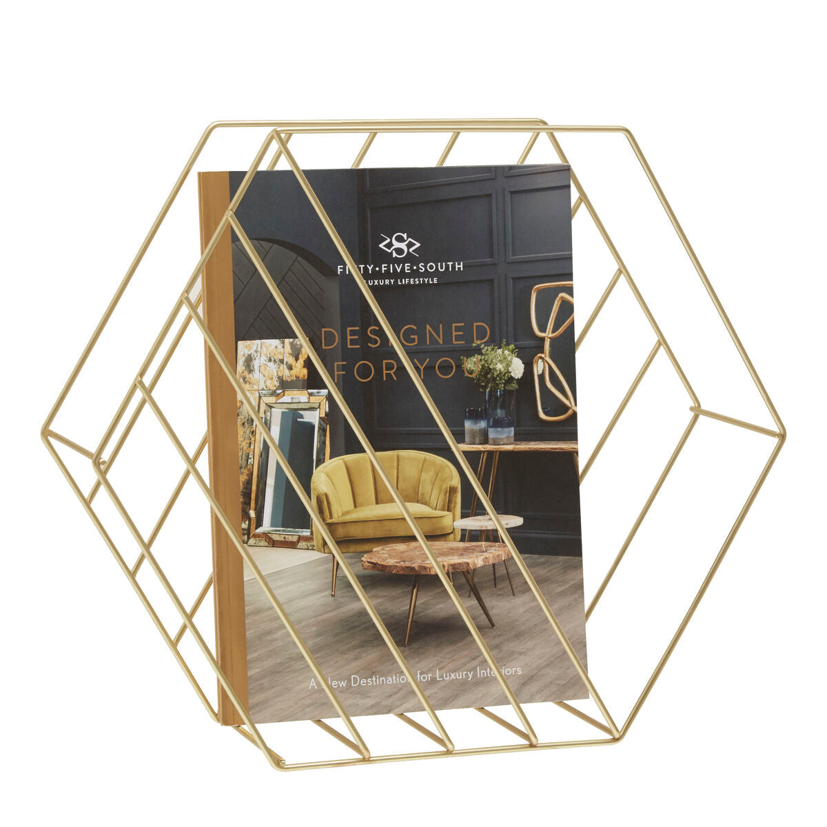 Orsina Vertex Hexagonal Basket – Gold Wire Storage & Home Organizer