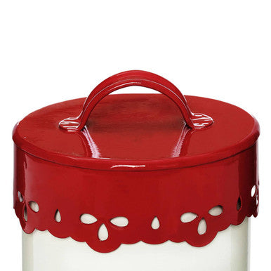 Orsina Anglaise Tea Coffee and Sugar Canister Set – Cream and Red