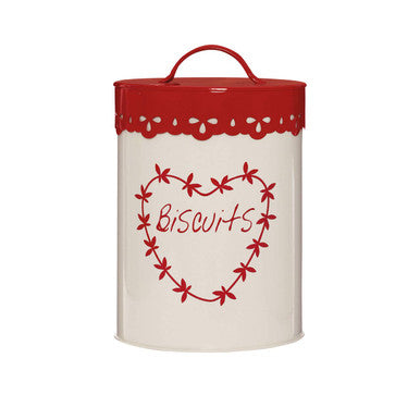 Orsina Anglaise Biscuit Canister – Red Metal Cookie Jar with Lid