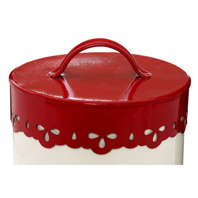Orsina Anglaise Biscuit Canister – Red Metal Cookie Jar with Lid