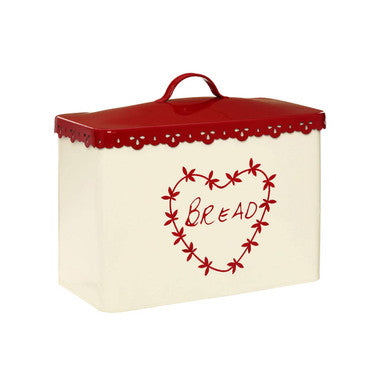 Orsina Anglaise Bread Bin – Vintage Cream and Red Kitchen Food Storage