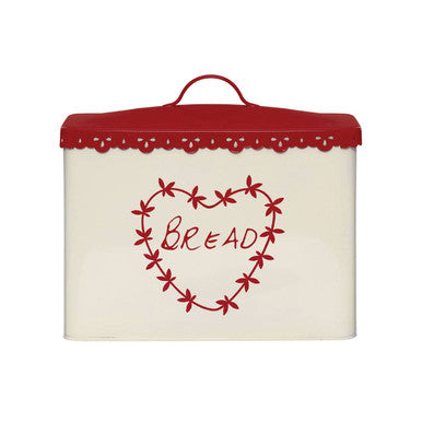 Orsina Anglaise Bread Bin – Vintage Cream and Red Kitchen Food Storage