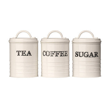 Orsina Sketch Tea Coffee and Sugar Canister Set | Cream Kitchen Storage