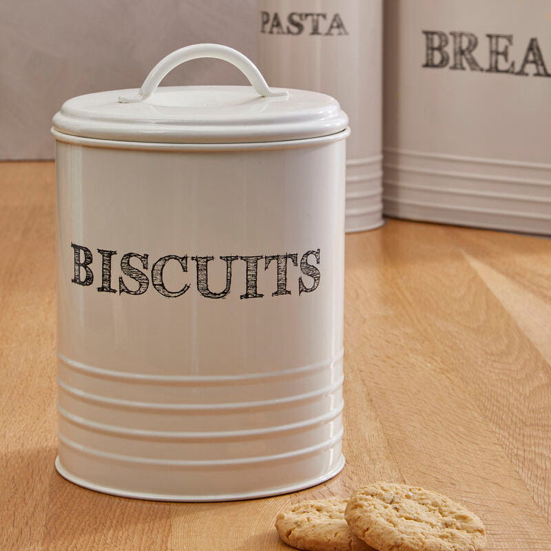 Orsina Sketch Cream Biscuit Canister – Metal Cookie Jar Storage