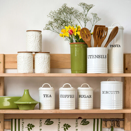 Orsina Sketch Cream Utensil Holder – Ceramic Kitchen Tool Organizer
