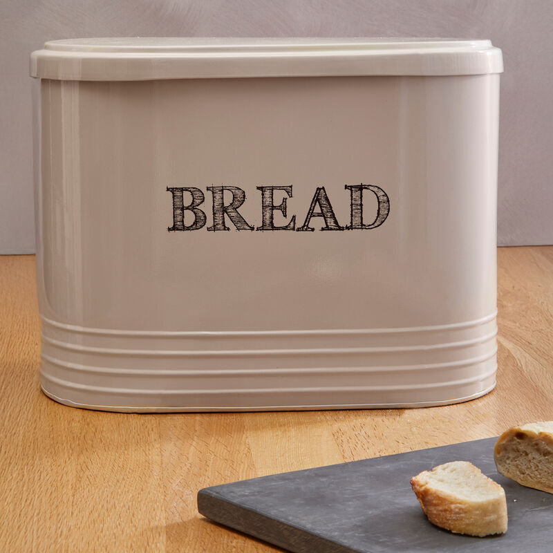 Orsina Sketch Bread Bin – Cream Metal Countertop Storage Box