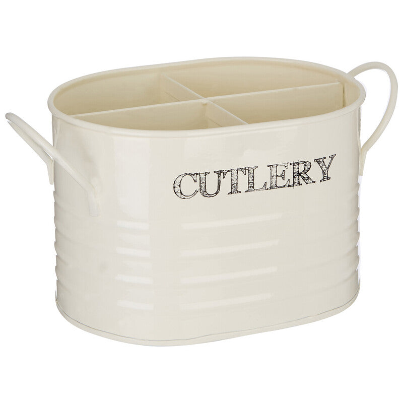 Orsina Sketch Cutlery Caddy – Cream 4-Compartment Utensil Holder