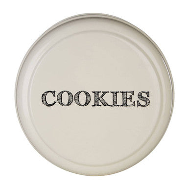 Orsina Round Biscuit Tin – Cream Metal Cookie Jar with Airtight Lid