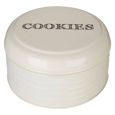 Orsina Round Biscuit Tin – Cream Metal Cookie Jar with Airtight Lid