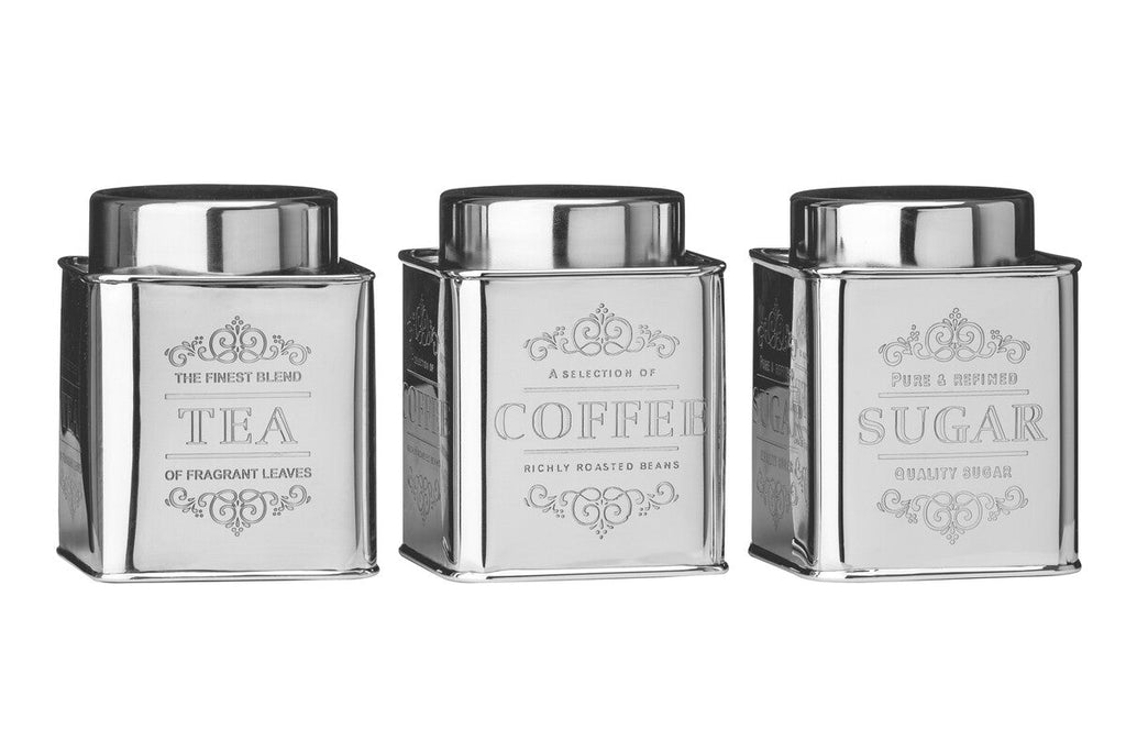 Orsina Stainless Steel Tea Coffee and Sugar Set – 3 Piece Canister Trio
