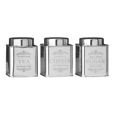 Orsina Stainless Steel Tea Coffee and Sugar Set – 3 Piece Canister Trio