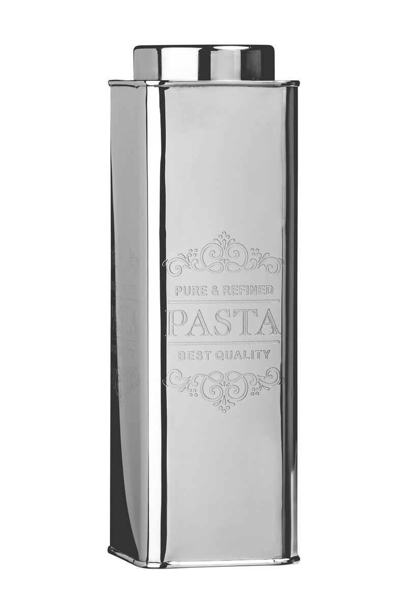 Orsina Chai Silver Pasta Canister – Square Metal Food Storage Jar