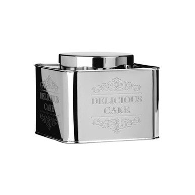 Orsina Chai Silver Cake Tin – Decorative Floral Metal Storage Container