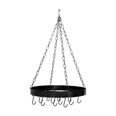 Orsina Valen Matt Black Round Hanging Pot Rack with 12 Hooks