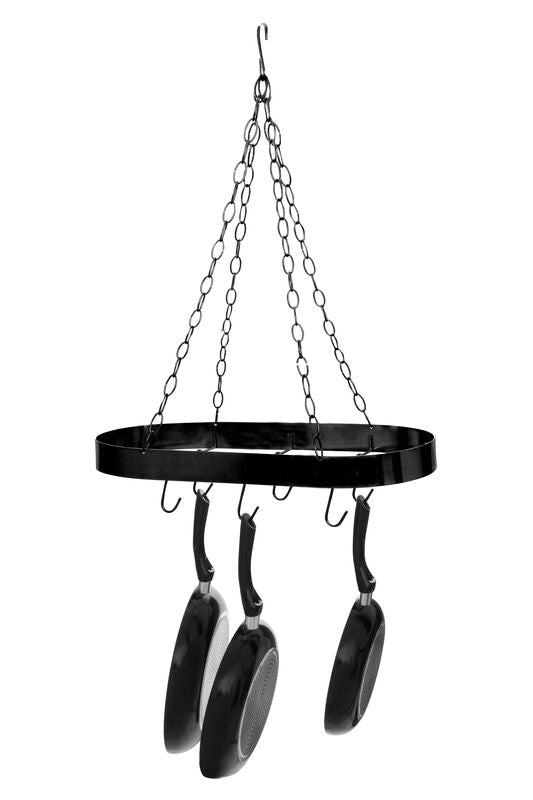 Orsina Valen Matte Black Oval Hanging Pot Rack with 6 Hooks