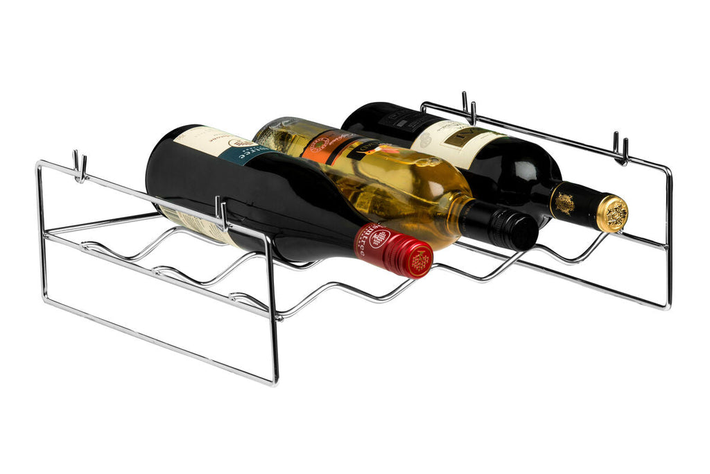 Orsina 4-Bottle Chrome Wine Rack with Side Handles | Compact Storage