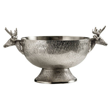 Orsina Stag Nickel Finish Punch Bowl – Large Beverage Cooler Basin