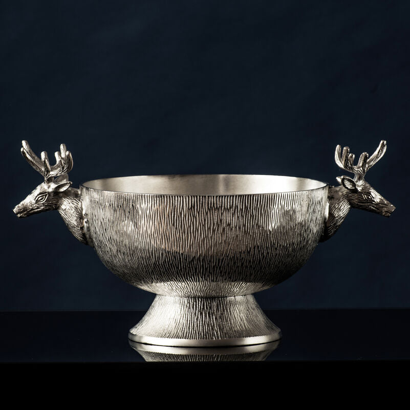 Orsina Stag Nickel Finish Punch Bowl – Large Beverage Cooler Basin