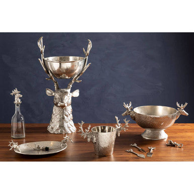 Orsina Stag Nickel Finish Punch Bowl – Large Beverage Cooler Basin
