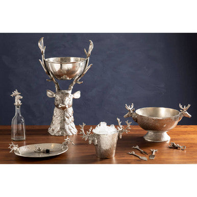 Orsina Stag Nickel Finish Punch Bowl – Large Beverage Cooler Basin