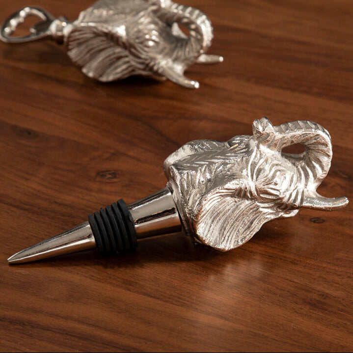Orsina Yala Elephant Wine Bottle Stopper – Silver Decorative Barware