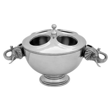 Orsina Yala Elephant Wine Cooler | 4-Bottle Silver Chiller with Lid