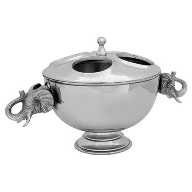Orsina Yala Elephant Wine Cooler | 4-Bottle Silver Chiller with Lid