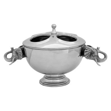 Orsina Yala Elephant Wine Cooler | 4-Bottle Silver Chiller with Lid