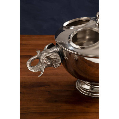 Orsina Yala Elephant Wine Cooler | 4-Bottle Silver Chiller with Lid
