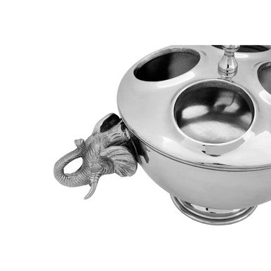 Orsina Yala Elephant Wine Cooler | 4-Bottle Silver Chiller with Lid