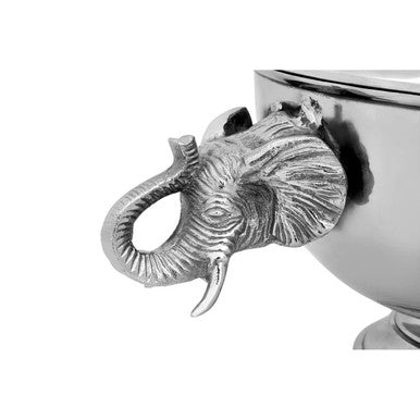 Orsina Yala Elephant Wine Cooler | 4-Bottle Silver Chiller with Lid