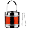 Orsina Red Ice Bucket with Tongs – Insulated Hammered Metal Barware