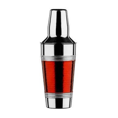 Orsina Hammered Red Band Cocktail Shaker – 3-Piece Barware Tool