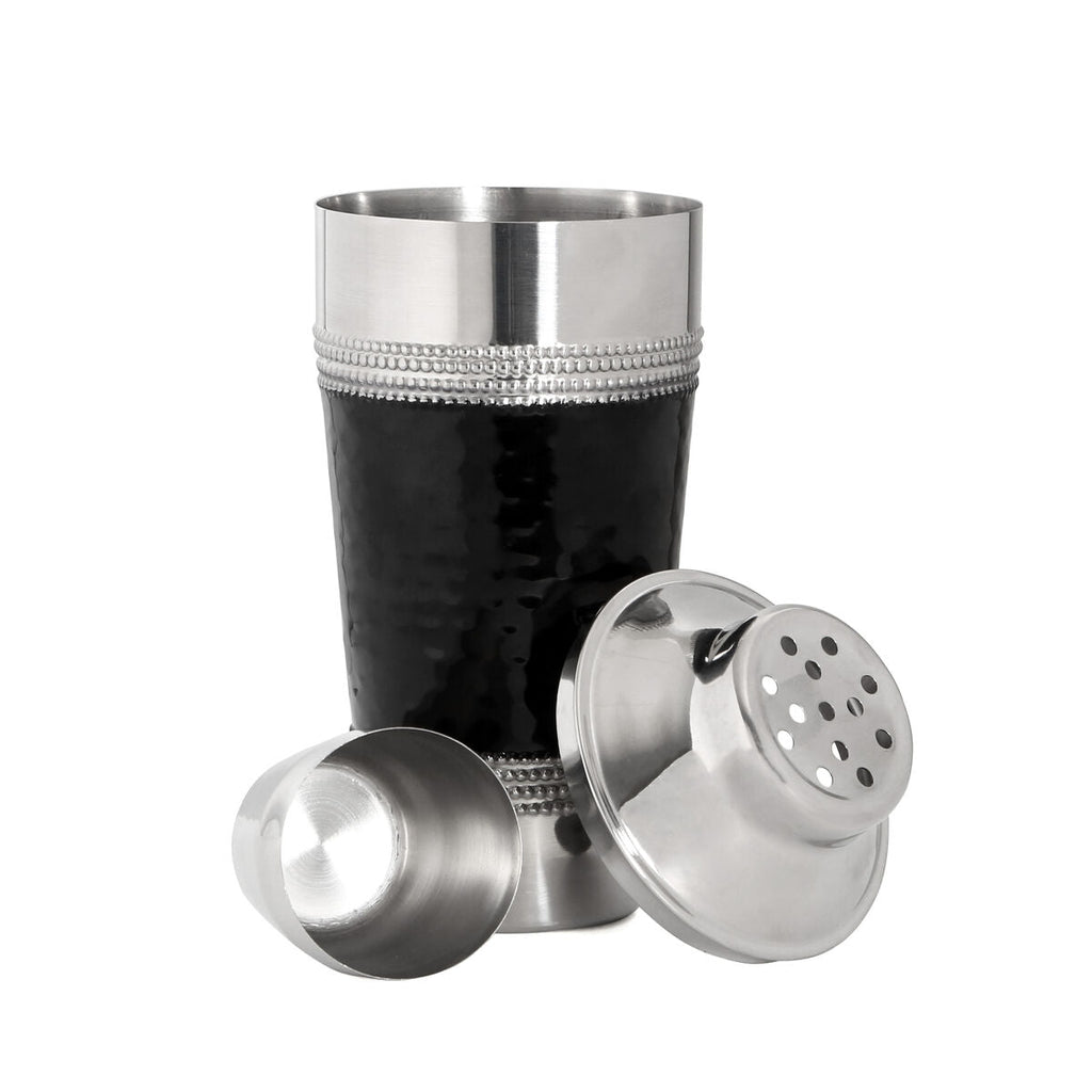 Orsina Hammered Black Band Cocktail Shaker | 650ml Cobbler Design