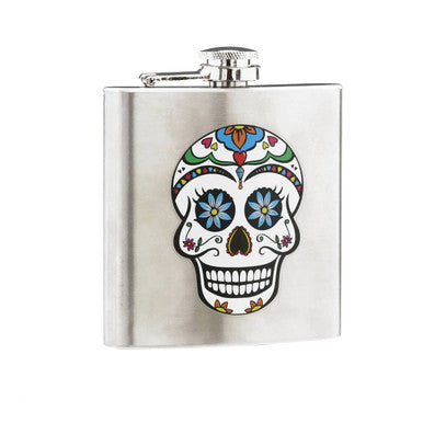 Orsina Auden Skull Design Hip Flask – 6oz Metallic Pocket Flask