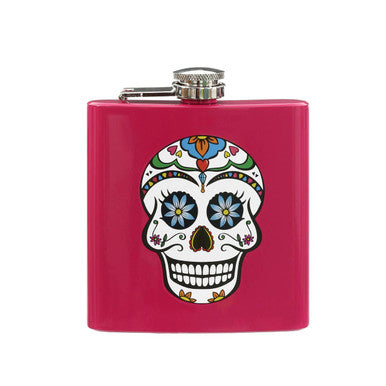 Orsina Auden Pink Hip Flask – 6oz Stainless Steel Skull Design