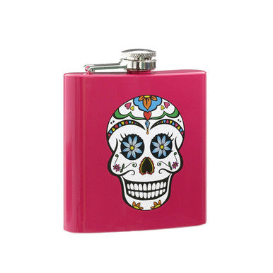 Orsina Auden Pink Hip Flask – 6oz Stainless Steel Skull Design