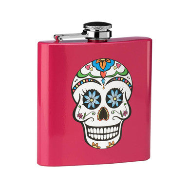 Orsina Auden Pink Hip Flask – 6oz Stainless Steel Skull Design