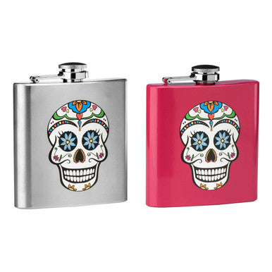 Orsina Auden Pink Hip Flask – 6oz Stainless Steel Skull Design