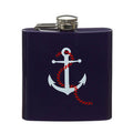 Orsina Auden Hip Flask – 6 oz Navy Blue Nautical Anchor Pocket Flask