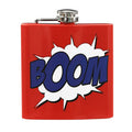 Orsina Auden Red Hip Flask – 6oz Stainless Steel Comic Boom Design
